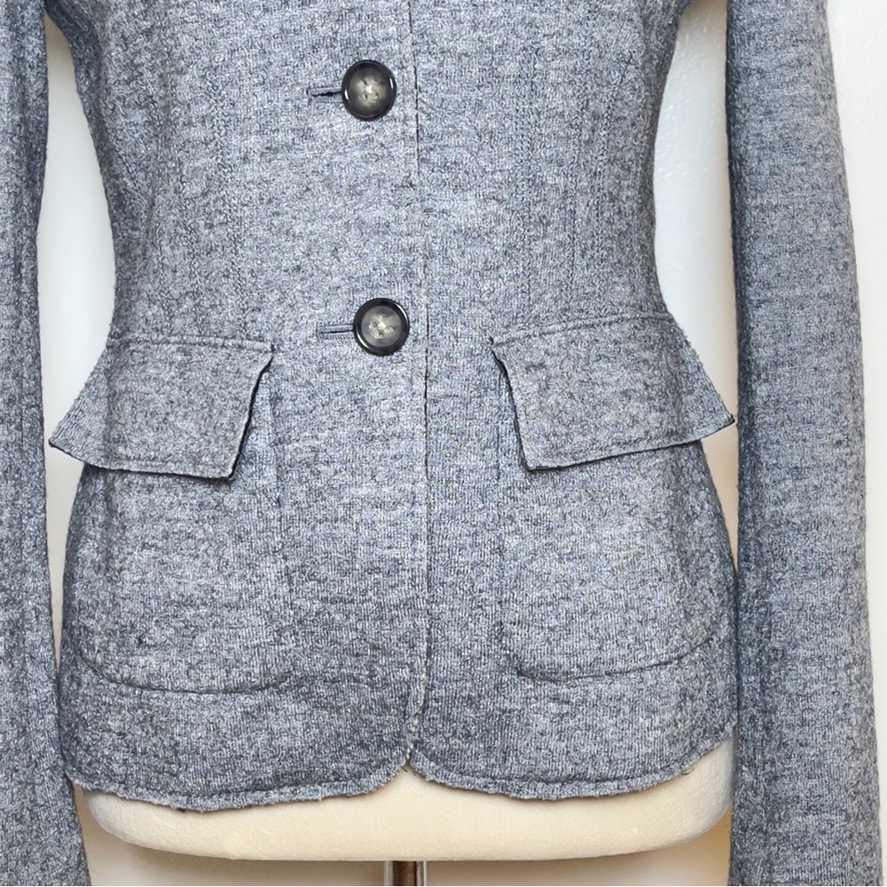 Banana Republic Wool Blend Knit Blazer Size 0 Gray Tailored Career Jacket - Picture 6 of 16